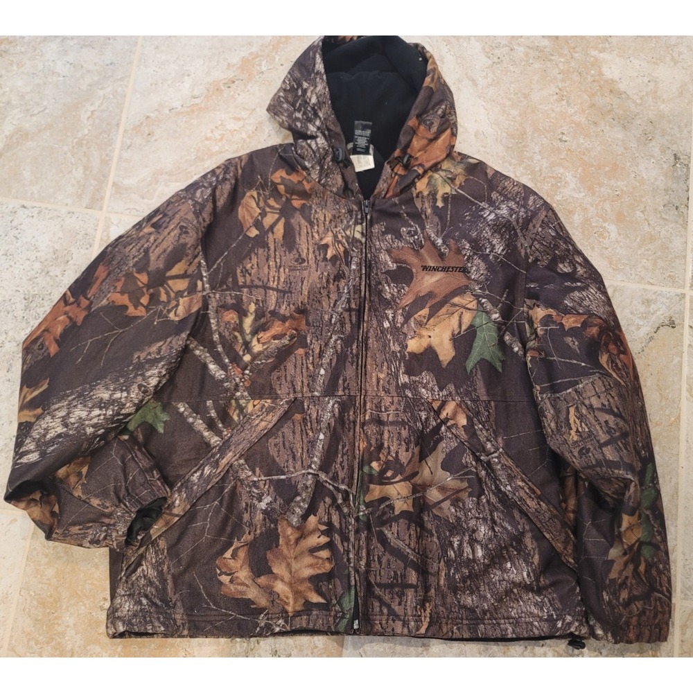 vintage winchester camo jacket XL 46-48 Real Tree Lined Fleeced Hooded